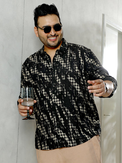 Grazed-Houndstooth Imprint Shirt