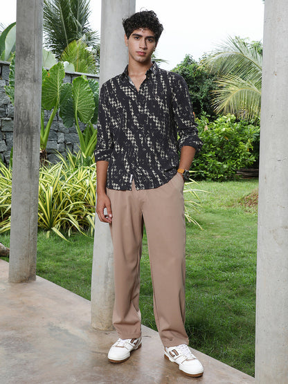 Grazed-Houndstooth Imprint Shirt