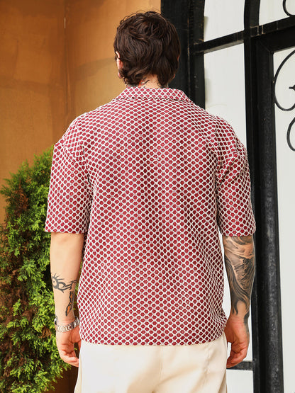 Geometric-Crochet Cuban Oversized Shirt