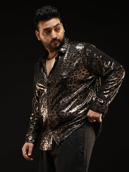 Metallic-Cheetah Velvet Shirt
