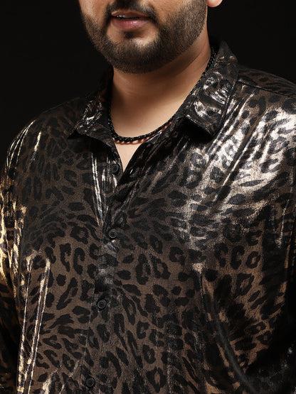Metallic-Cheetah Velvet Shirt