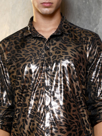 Metallic-Cheetah Velvet Shirt