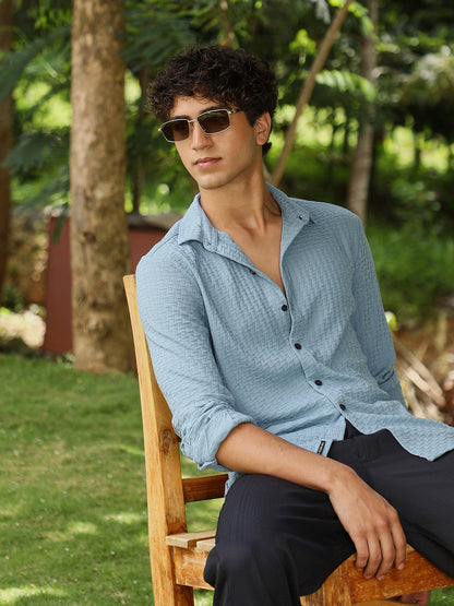 Basket-Knit Jacquard Shirt