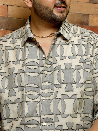 Geometric-Curve Jacquard Shirt