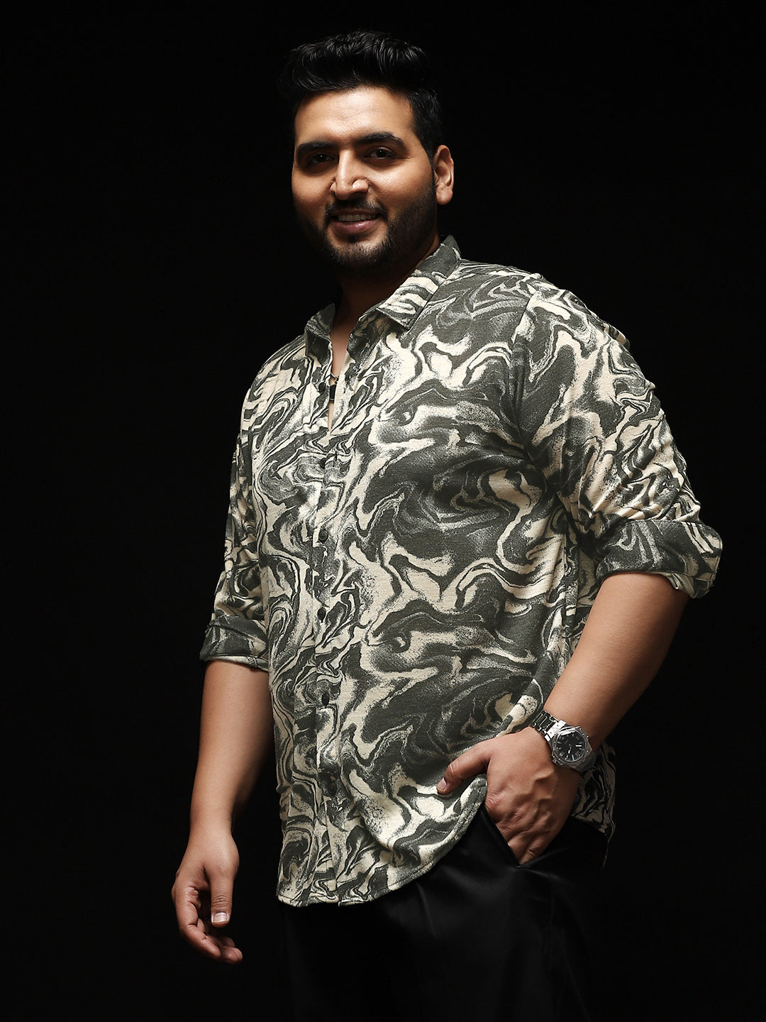 Fluid-Marble Textured Shirt