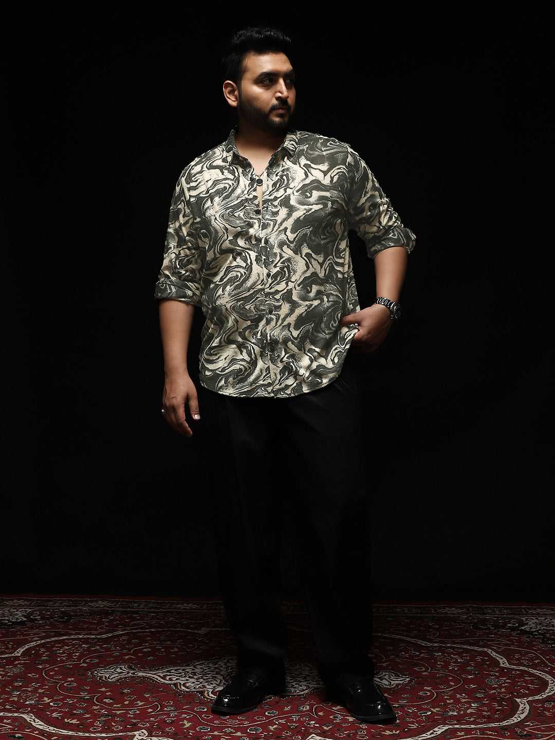 Fluid-Marble Textured Shirt