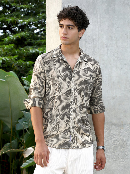 Fluid-Marble Textured Shirt
