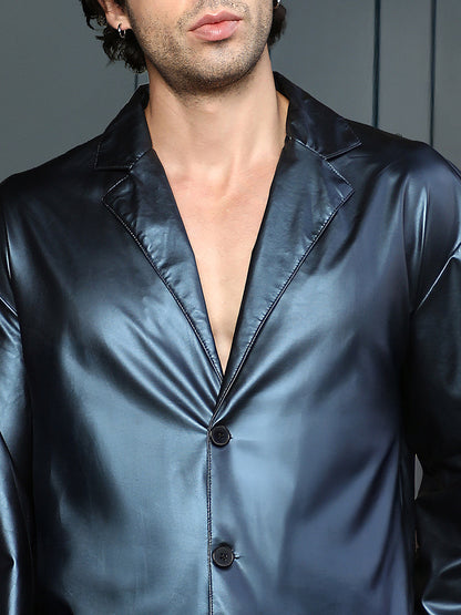 Single-Breasted Sheen Shirt
