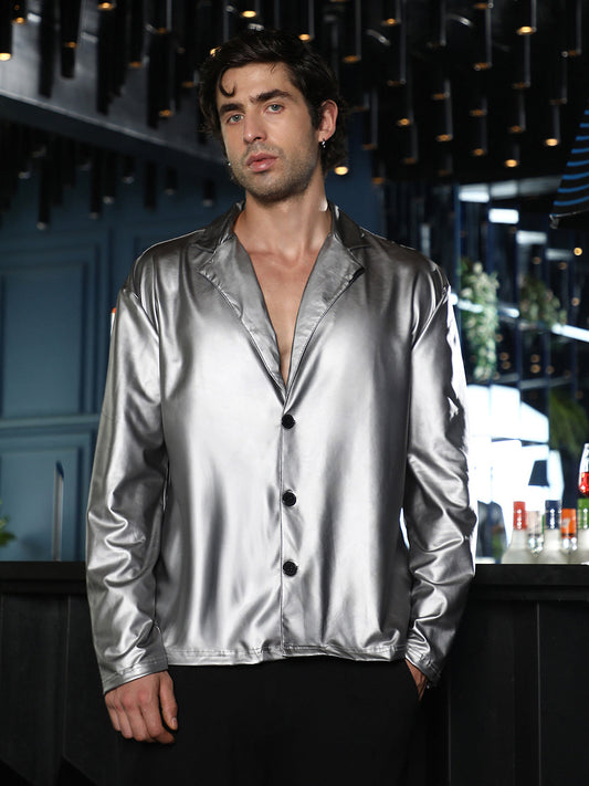 Single-Breasted Sheen Shirt