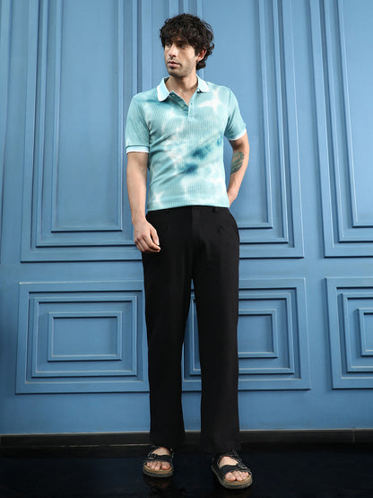 Textured Straight-Fit Trousers