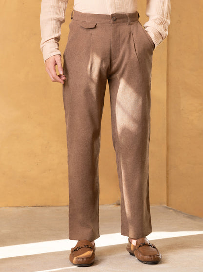 Mid-Rise Single Pleat Corduroy Regular Fit Trouser