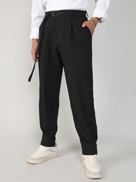 Textured Graph Check Trousers