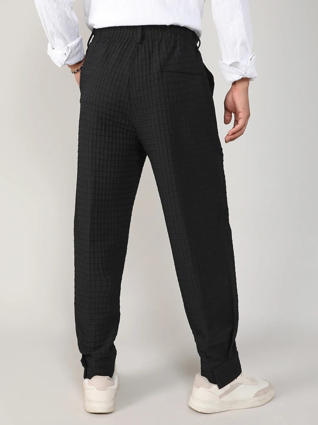 Textured Graph Check Trousers