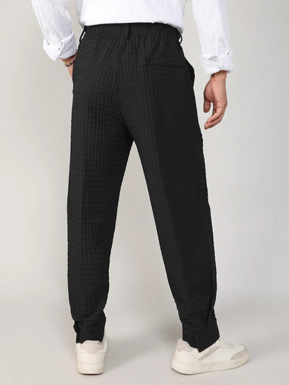 Textured Graph Check Trousers