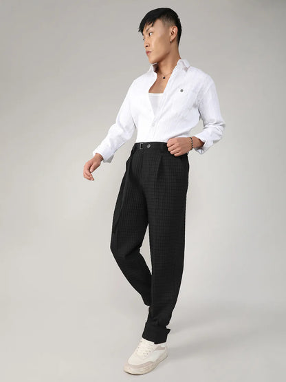 Textured Graph Check Trousers