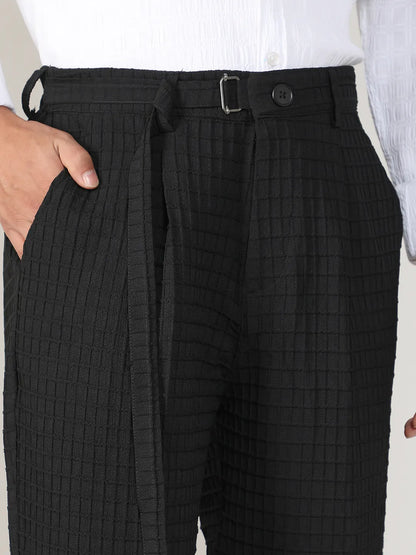 Textured Graph Check Trousers
