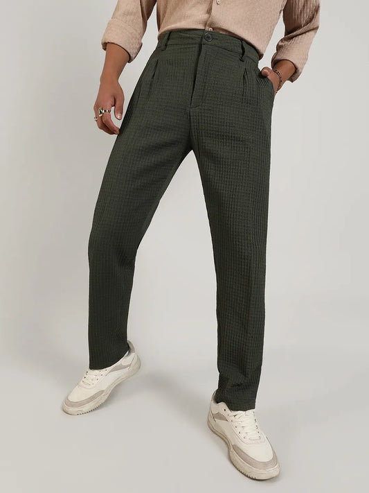 Textured Graph Check Trousers