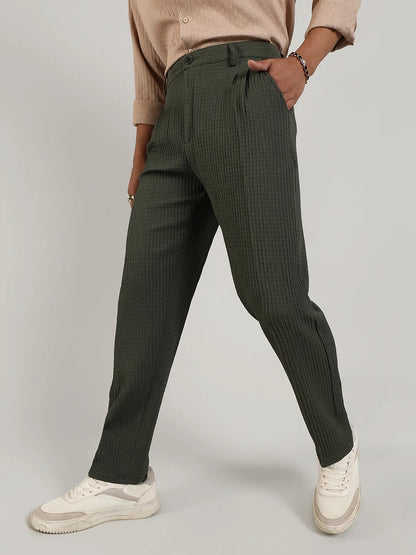 Textured Graph Check Trousers