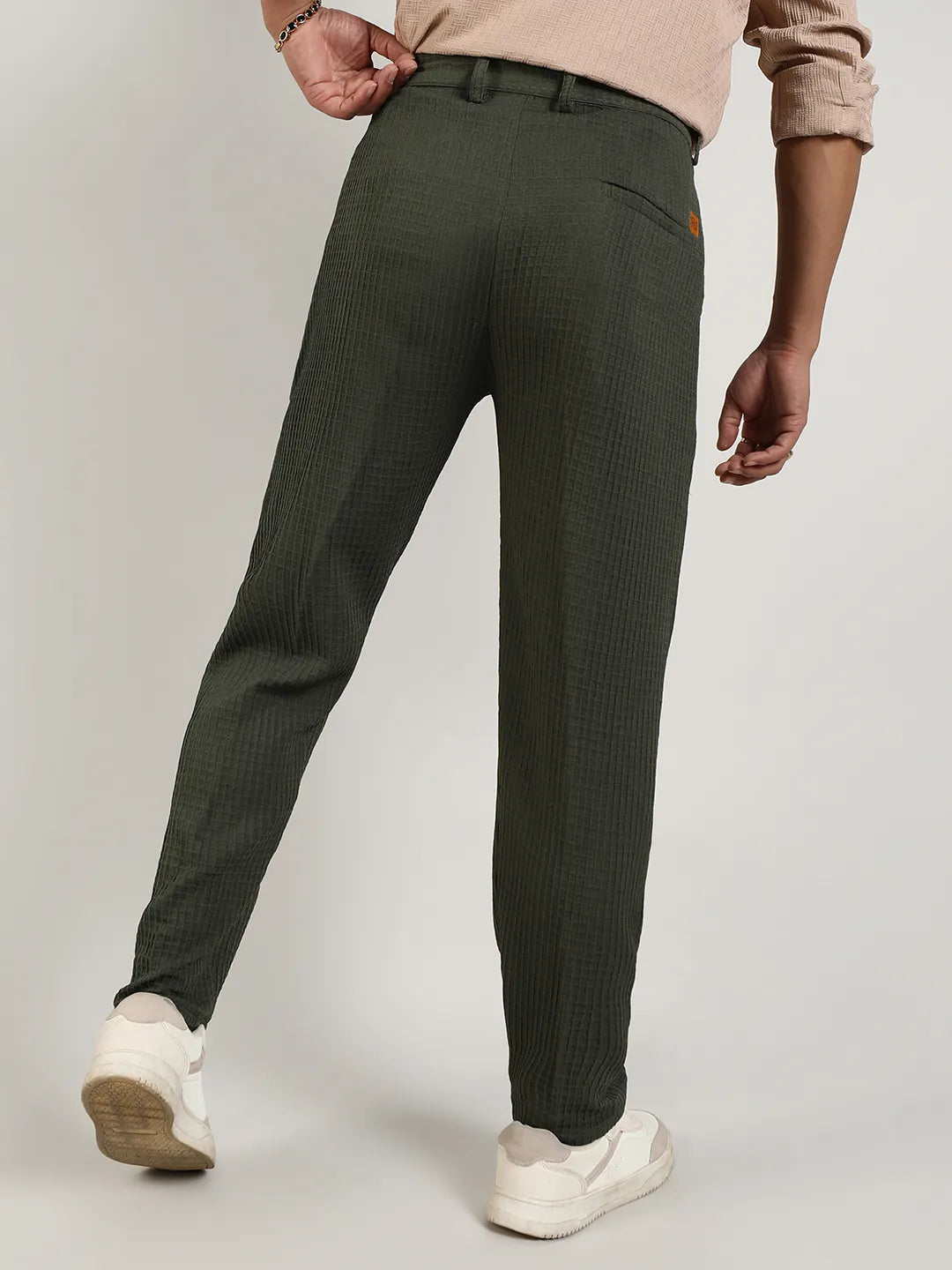 Textured Graph Check Trousers