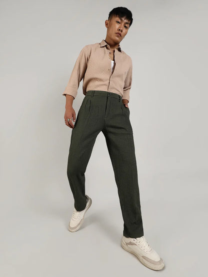 Textured Graph Check Trousers