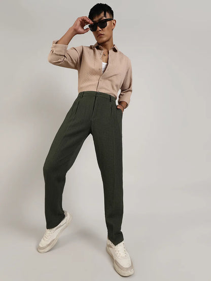 Textured Graph Check Trousers