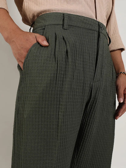Textured Graph Check Trousers