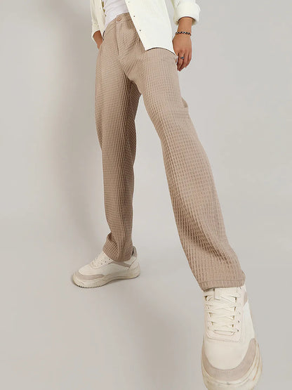 Textured Graph Check Trousers