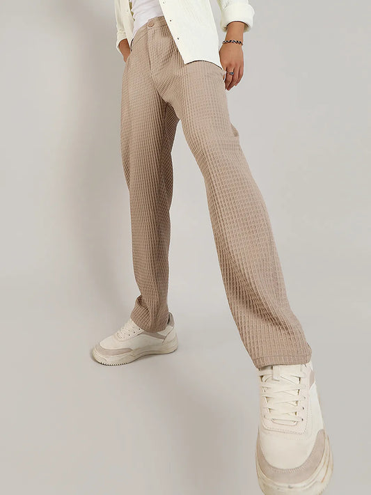 Textured Graph Check Trousers
