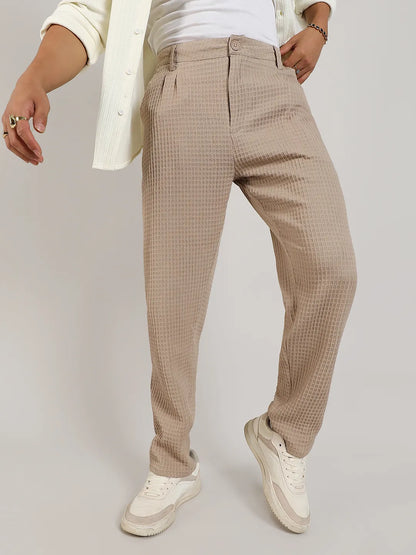 Textured Graph Check Trousers
