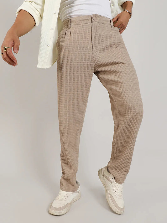 Textured Graph Check Trousers