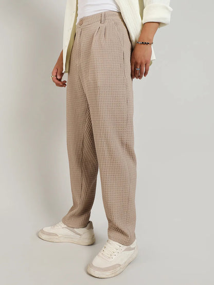 Textured Graph Check Trousers