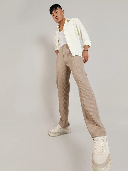 Textured Graph Check Trousers