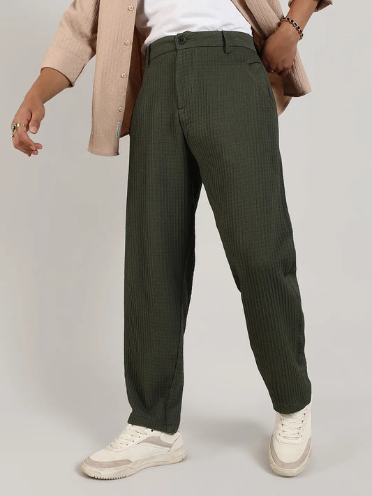 Textured Graph Check Trousers