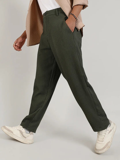 Textured Graph Check Trousers