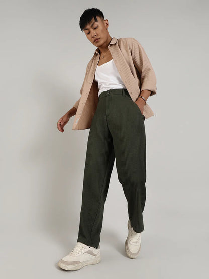Textured Graph Check Trousers