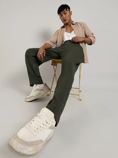 Textured Graph Check Trousers