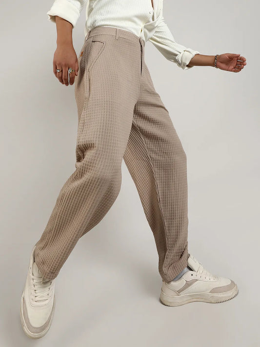 Textured Graph Check Trousers