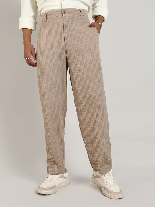 Textured Graph Check Trousers