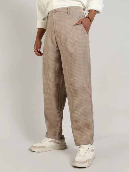 Textured Graph Check Trousers