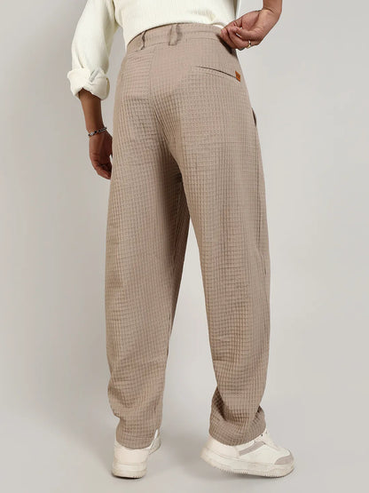 Textured Graph Check Trousers