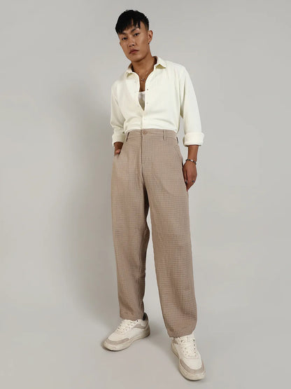 Textured Graph Check Trousers