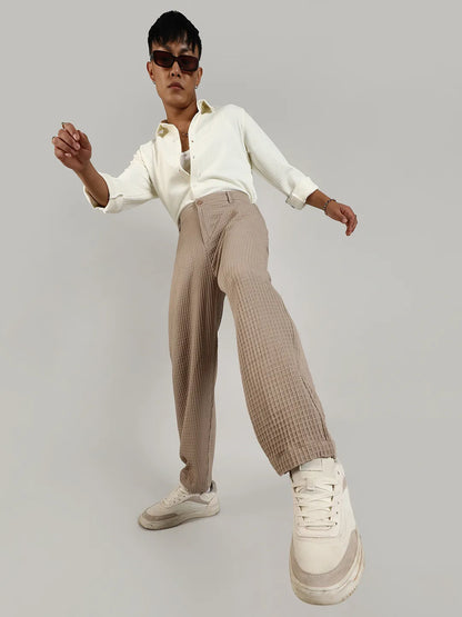 Textured Graph Check Trousers