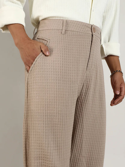 Textured Graph Check Trousers