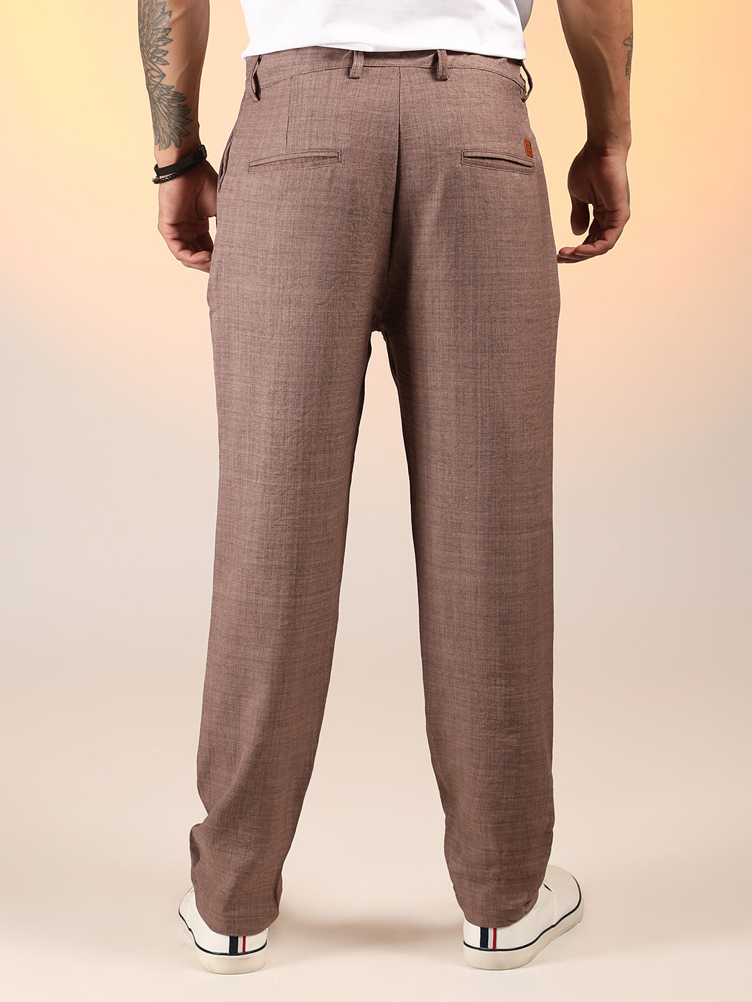 Solid Pleated Trousers