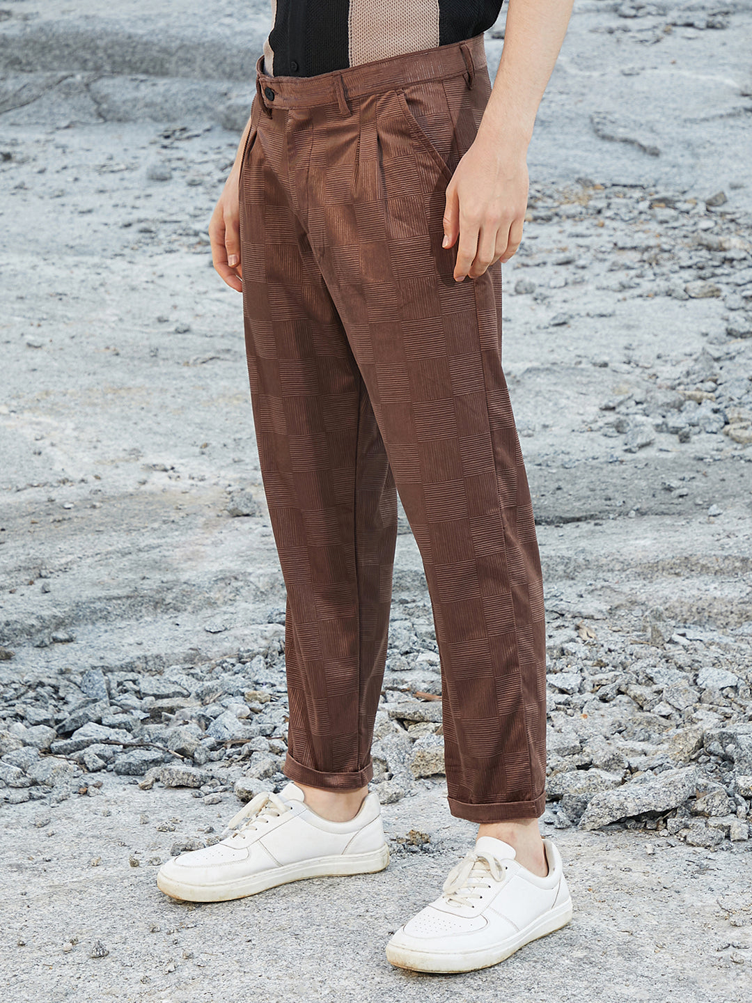 Ribbed-Tactile Tailored Trousers