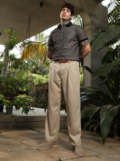 Cuboid-Tactile Straight Trousers
