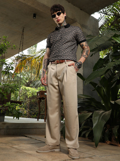 Cuboid-Tactile Straight Trousers