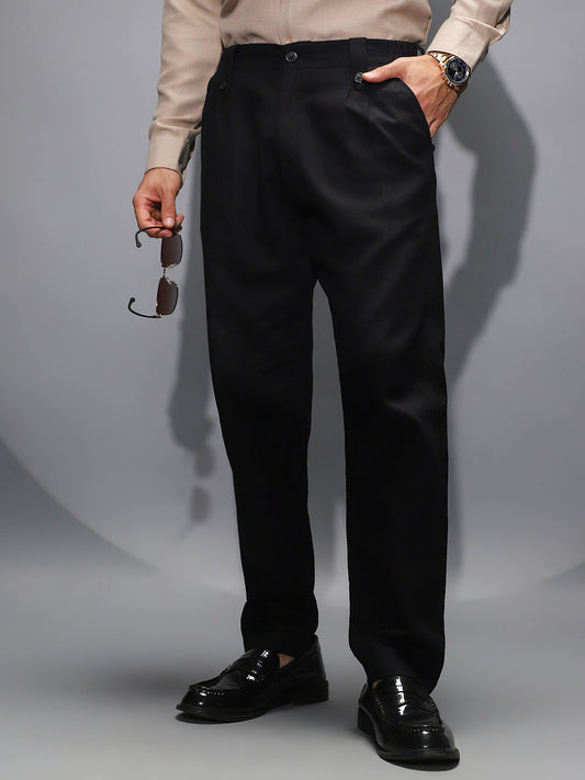 Ribbed-Pleated Chino Trousers