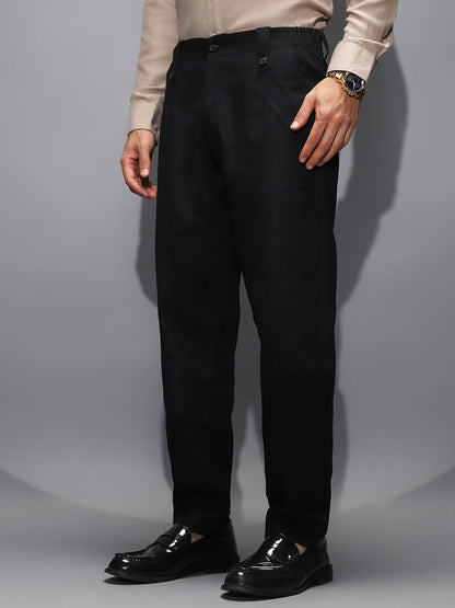 Ribbed-Pleated Chino Trousers