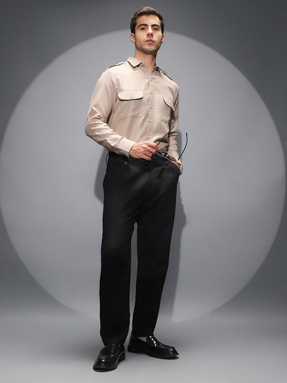 Ribbed-Pleated Chino Trousers